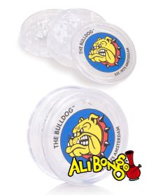 Two oviews of the Clear Bulldog 3 Part Acrylic Grinder. One together and one taken apart.