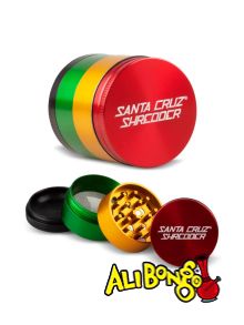 Santa Cruz Shredder 4 Part Piece 52mm Medium Metal Anodised Grinder - Rasta / Irie Edition