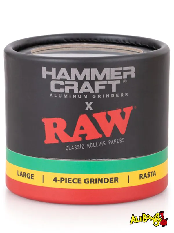 RAW x Hammercraft Rasta 4pt Metal Herb Grinder 62mm