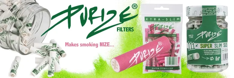 banner with a collage of Purize smoking filters showing they are available at Ali Bongo